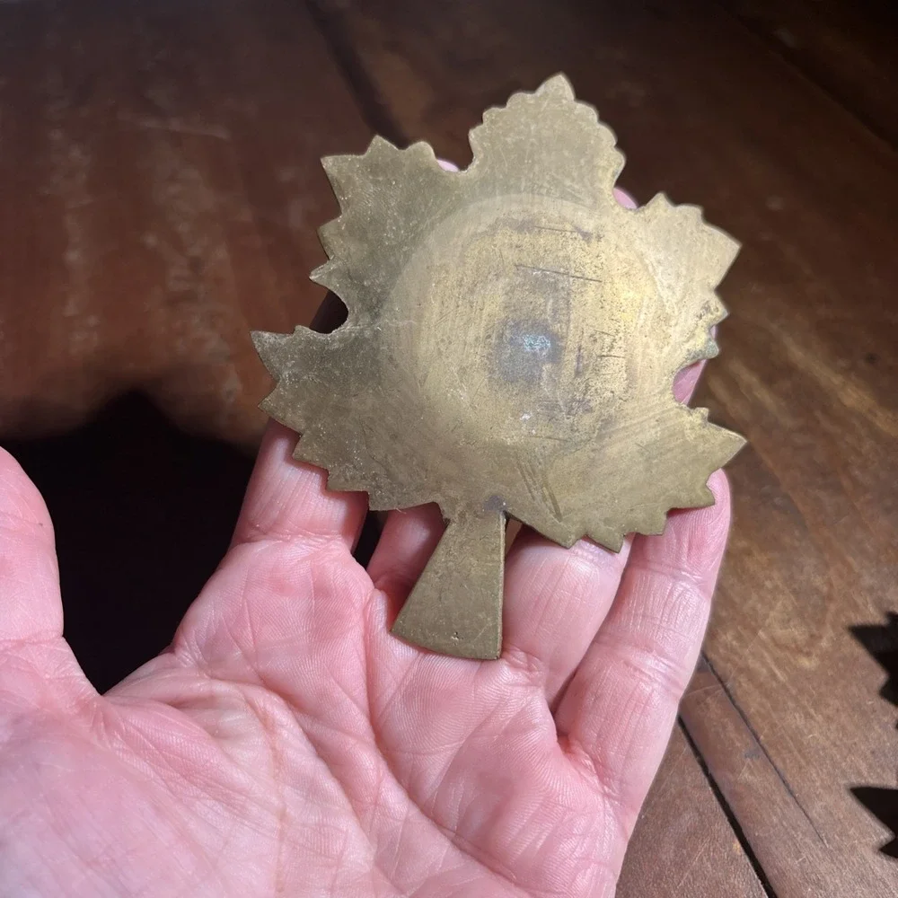 Vintage Solid Brass Maple Leaf Ashtray/Trinket Dish Lot Of Two